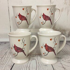Cardinal Mug Coffee Cup Sonoma Home Goods 8oz Set Of 4 Red Bird